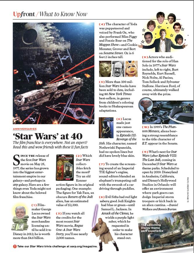 Aarp The Magazine Celebrates The 40th Anniversary Of Star Wars With Special Section Jedi News