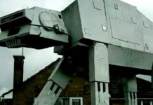 Giant AT-AT Scarecrow In Northampton Front Garden