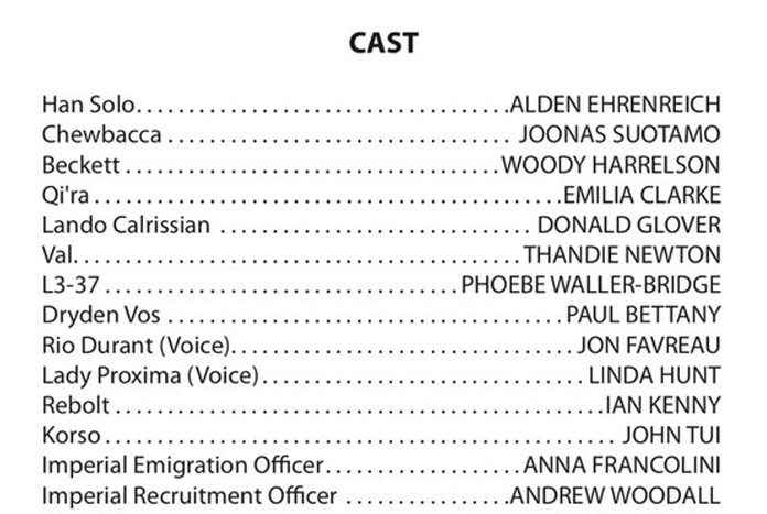 Solo Cast List 11052018