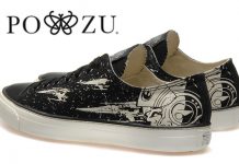 Po-Zu Announce X-Wing Pilot Black Low Cut Lace-up Vegan Sneaker