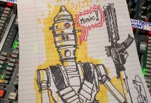 Jon Favreau Shares Dave Filoni Sketch of IG-11 During The Mandalorian Scoring Session