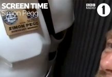 Simon Pegg Shows Ali Plumb All of His Movie Mementos Inc. 501st Honorary Badge
