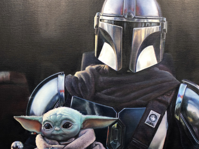 Portrait of The Mandalorian and The Child in Collaboration with National Portrait Gallery