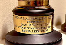 David W. Collins Gets 20 Year Award for Distinguished Service at Skywalker Sound