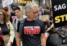 Andor Showrunner Tony Gilroy Speaks at Writers Guild Picket in New York City