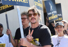 Pedro Pascal on Picket Line at Warner Bros Studios in Burbank