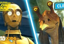Jar Jar Binks and C-3PO Versus Battle Droids | The Clone Wars | Star Wars Kids
