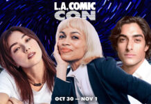 Rosario Dawson, Natasha Liu Bordizzo, and Eman Esfandi Attending L.A. Comic Con
